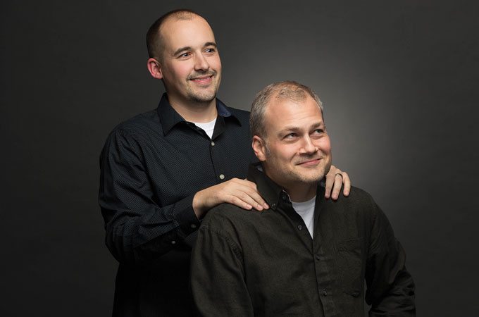 Co-Founders of Sublime Media Group Austin Albany and Jon Doss posed like the famous Step Brothers photo