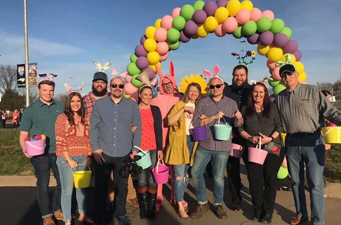 Sublime Media team photo at Grown-Up Egg Hunt in Bowling Green