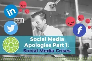 Man at desk looking stressed, "Social Media Apologies Part 1: Social Media Crises"