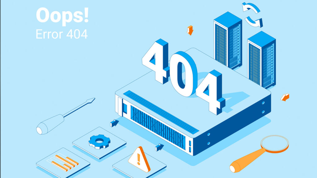 404 error graphic with blue vector images